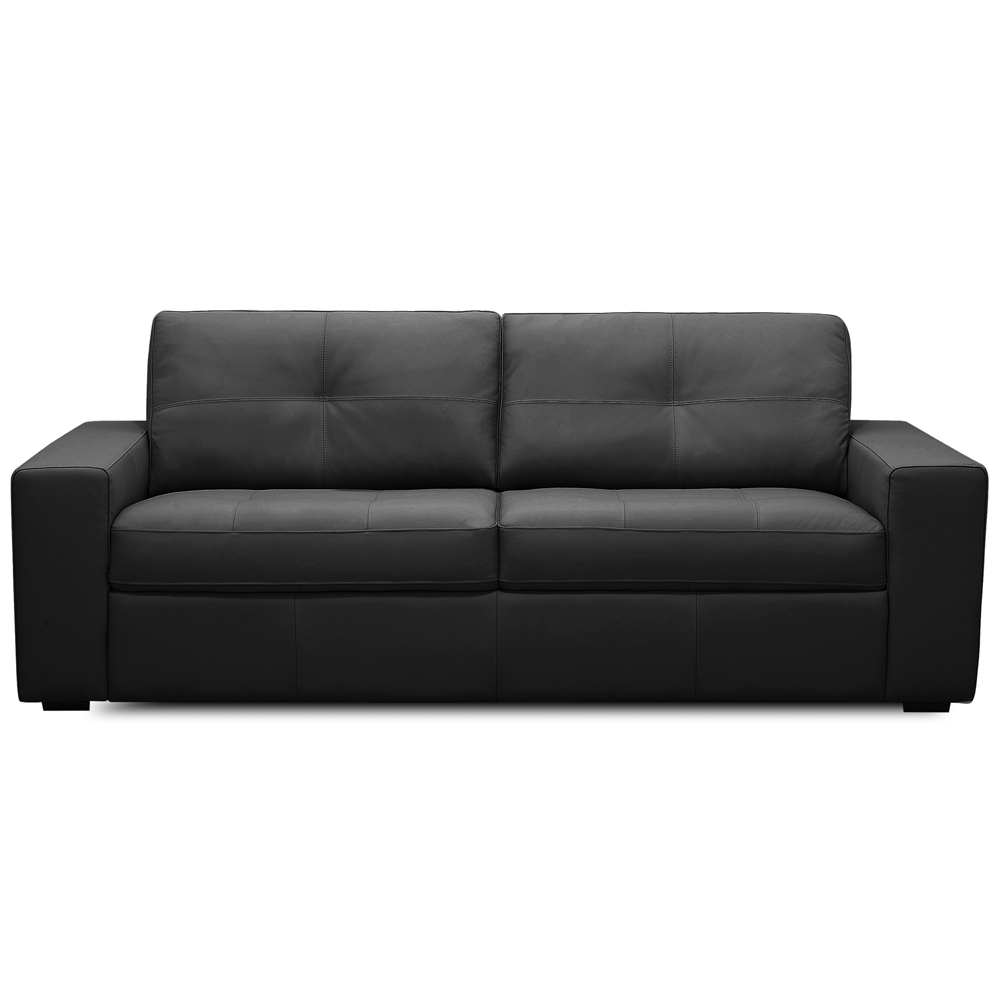 Sofá 3 Lugares Para Sala de Estar Living 235cm Vienne L06 Couro Preto - Lyam Decor