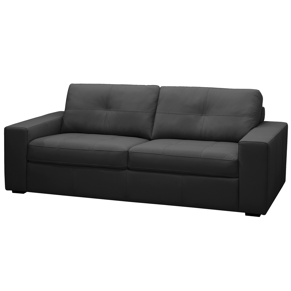 Sofá 3 Lugares Para Sala de Estar Living 235cm Vienne L06 Couro Preto - Lyam Decor
