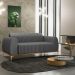 Sofá 3 Lugares Para Sala de Estar Molino 180 cm D02 Pés D'Ouro Linho Cinza Escuro C-416 - Lyam Decor