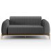 Sofá 3 Lugares Para Sala de Estar Molino 180 cm D02 Pés D'Ouro Linho Cinza Escuro C-416 - Lyam Decor