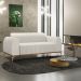 Sofá 3 Lugares Para Sala de Estar Molino 180 cm D02 Pés D'Ouro Linho Cru C-443 - Lyam Decor