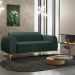 Sofá 3 Lugares Para Sala de Estar Molino 180 cm D02 Pés D'Ouro Linho Verde Musgo C-117 - Lyam Decor