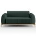 Sofá 3 Lugares Para Sala de Estar Molino 180 cm D02 Pés D'Ouro Linho Verde Musgo C-117 - Lyam Decor