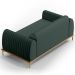 Sofá 3 Lugares Para Sala de Estar Molino 180 cm D02 Pés D'Ouro Linho Verde Musgo C-117 - Lyam Decor