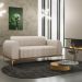 Sofá 3 Lugares Para Sala de Estar Molino 180 cm D02 Pés D'Ouro Veludo Bege C-309 - Lyam Decor