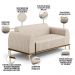 Sofá 3 Lugares Para Sala de Estar Molino 180 cm D02 Pés D'Ouro Veludo Bege C-309 - Lyam Decor