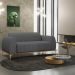 Sofá 3 Lugares Para Sala de Estar Molino 180 cm D02 Pés D'Ouro Veludo Cinza C-317 - Lyam Decor