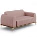 Sofá 3 Lugares Para Sala de Estar Molino 180 cm D02 Pés D'Ouro Veludo Rosê C-305 - Lyam Decor