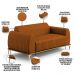 Sofá 3 Lugares Para Sala de Estar Molino 180 cm D02 Pés D'Ouro Veludo Telha C-262 - Lyam Decor
