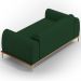 Sofá 3 Lugares Para Sala de Estar Molino 180 cm D02 Pés D'Ouro Veludo Verde Musgo C-303 - Lyam Decor