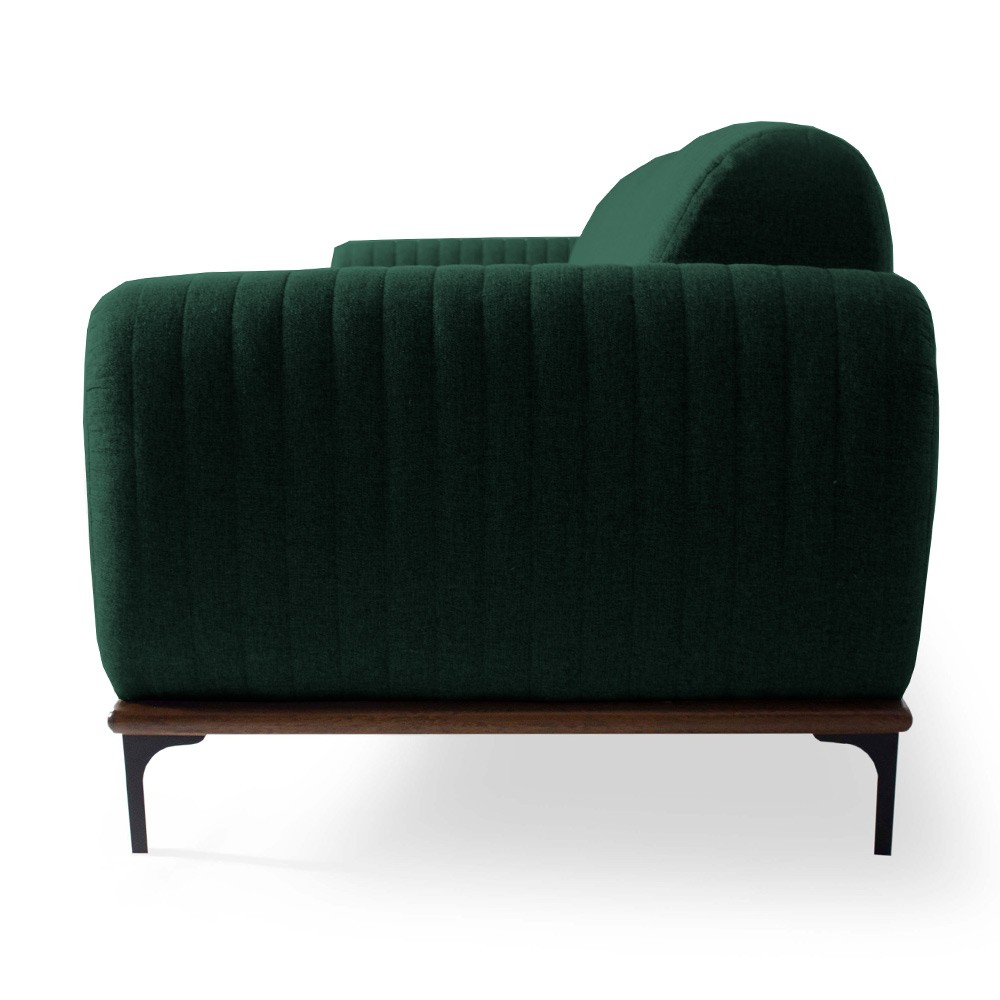 Sofá 3 Lugares Para Sala de Estar Molino 210 cm D02 Linho Verde Musgo C-117 - Lyam Decor