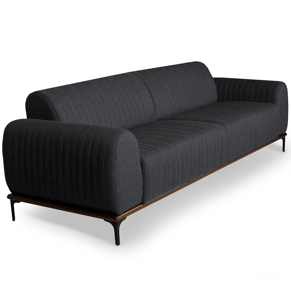 Sofá 3 Lugares Para Sala de Estar Molino 230 cm D02 Linho Chumbo B-163- Lyam Decor