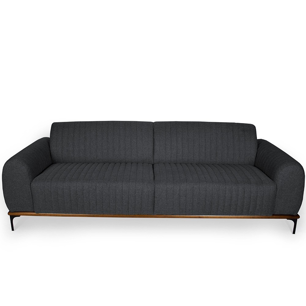 Sofá 3 Lugares Para Sala de Estar Molino 230 cm D02 Linho Chumbo B-163- Lyam Decor