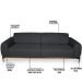 Sofá 3 Lugares Para Sala de Estar Molino 230 cm D02 Linho Chumbo B-163- Lyam Decor
