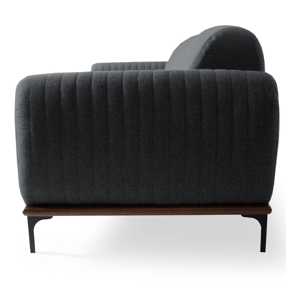 Sofá 3 Lugares Para Sala de Estar Molino 230 cm D02 Linho Chumbo B-163- Lyam Decor
