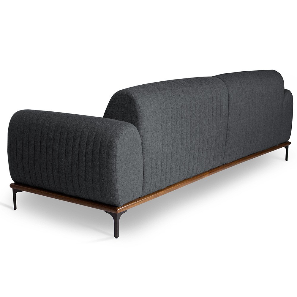Sofá 3 Lugares Para Sala de Estar Molino 230 cm D02 Linho Chumbo B-163- Lyam Decor