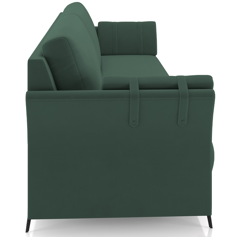 Sofá 3 Lugares Sala de Estar Living 223cm Álamo M03 Veludo Verde Musgo - Lyam Decor