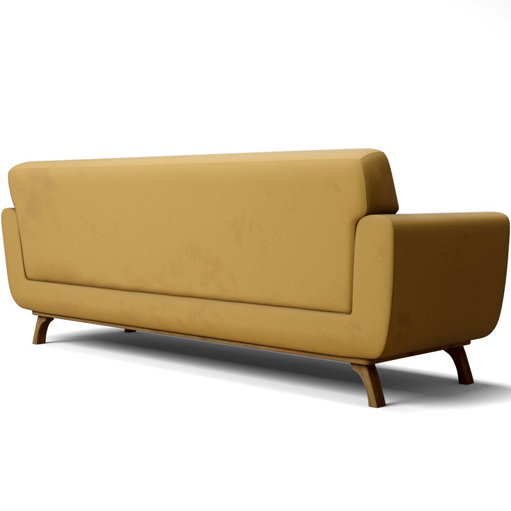 Sofá 3 Lugares Sala de Estar Miami 230 cm D02 Veludo Mostarda B-279 - Lyam Decor