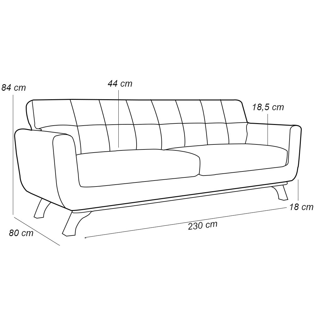 Sofá 3 Lugares Sala de Estar Miami 230 cm D02 Veludo Mostarda B-279 - Lyam Decor