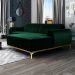 Sofá 3 Lugares com Chaise Direito Para Sala Molino 245 cm D02 Veludo Verde Musgo C-303 - Lyam Decor