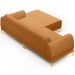 Sofá 3 Lugares com Chaise Direito Para Sala de Estar Molino 245cm D02 Base Castanho Pés D'ouro Couríssimo Whisky B-90 - Lyam Decor