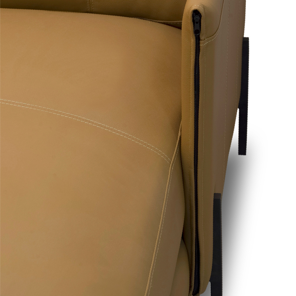 Sofá 3 Lugares com Chaise Direito Sala Living 230cm Amábile L06 Couro Marrom Claro - Lyam Decor
