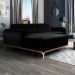 Sofá 3 Lugares com Chaise Esquerdo Para Sala Molino 230 cm D02 Veludo Preto C-300 - Lyam Decor
