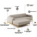 Sofá 3 Lugares com Chaise Esquerdo Para Sala de Estar Molino 245cm D02 Linho Bege C-107 - Lyam Decor