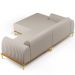 Sofá 3 Lugares com Chaise Esquerdo Para Sala de Estar Molino 245cm D02 Linho Bege C-107 - Lyam Decor