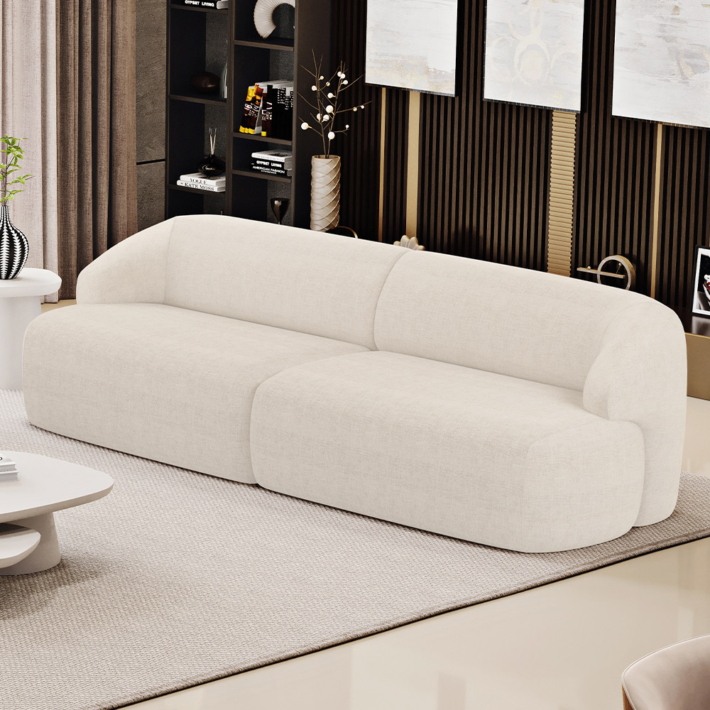 Sofá 4 Lugares Curvo Orgânico Para Sala Living 280cm Barolo L06 Linho Mescla - Lyam Decor