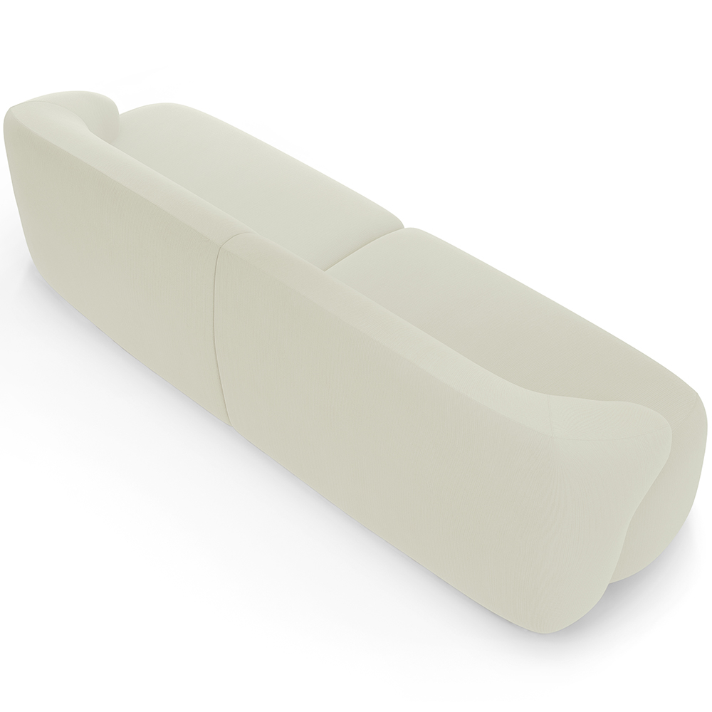 Sofá 4 Lugares Curvo Orgânico Para Sala Living 280cm Barolo L06 Veludo Bege - Lyam Decor