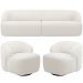 Sofá 4 Lugares Curvo Orgânico com 02 Poltronas Para Sala Living 280cm Barolo L06 Bouclê Branco - Lyam Decor