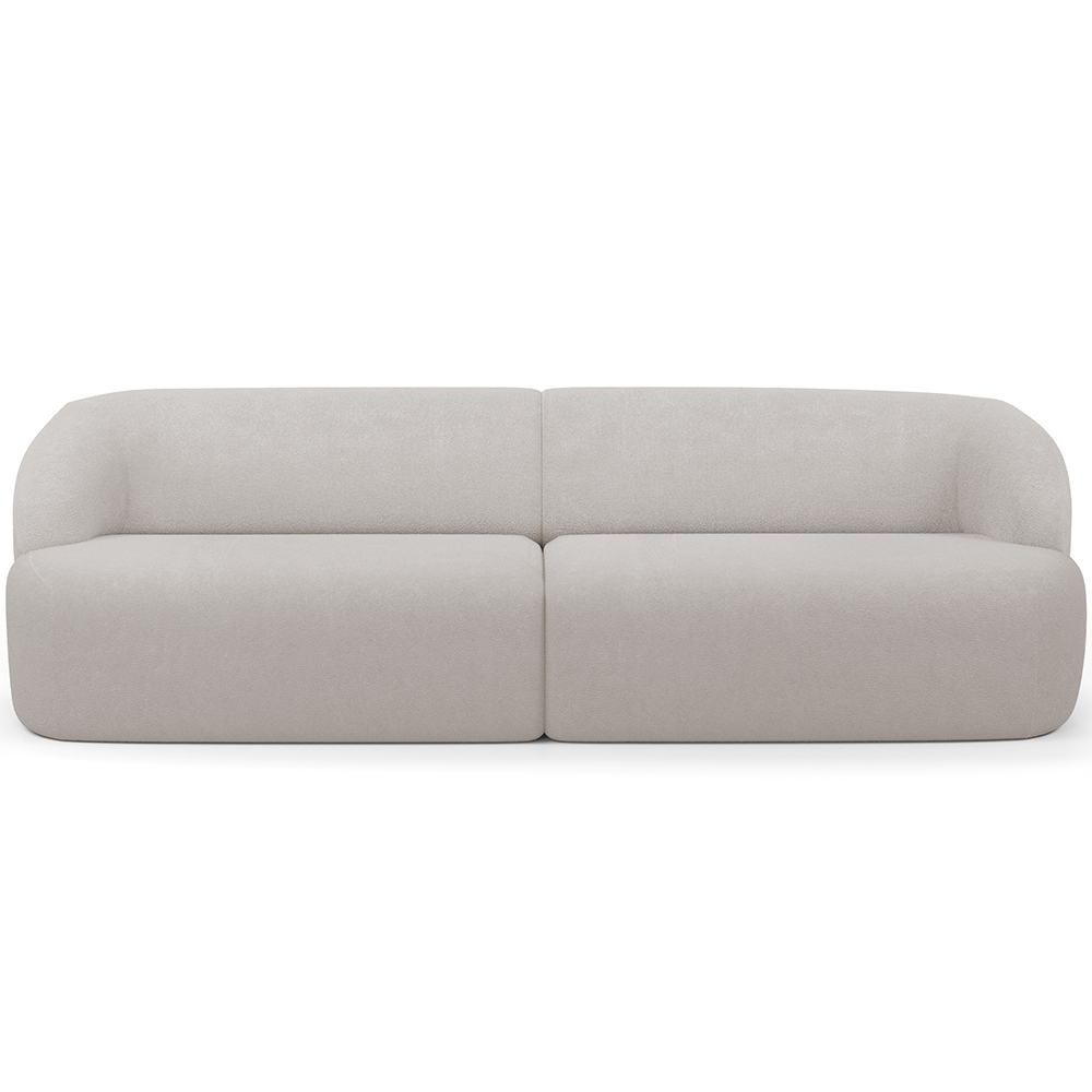 Sofá 4 Lugares Curvo Orgânico com 02 Poltronas Para Sala Living 280cm Barolo L06 Bouclê Cinza - Lyam Decor