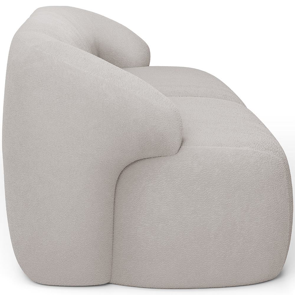 Sofá 4 Lugares Curvo Orgânico com 02 Poltronas Para Sala Living 280cm Barolo L06 Bouclê Cinza - Lyam Decor