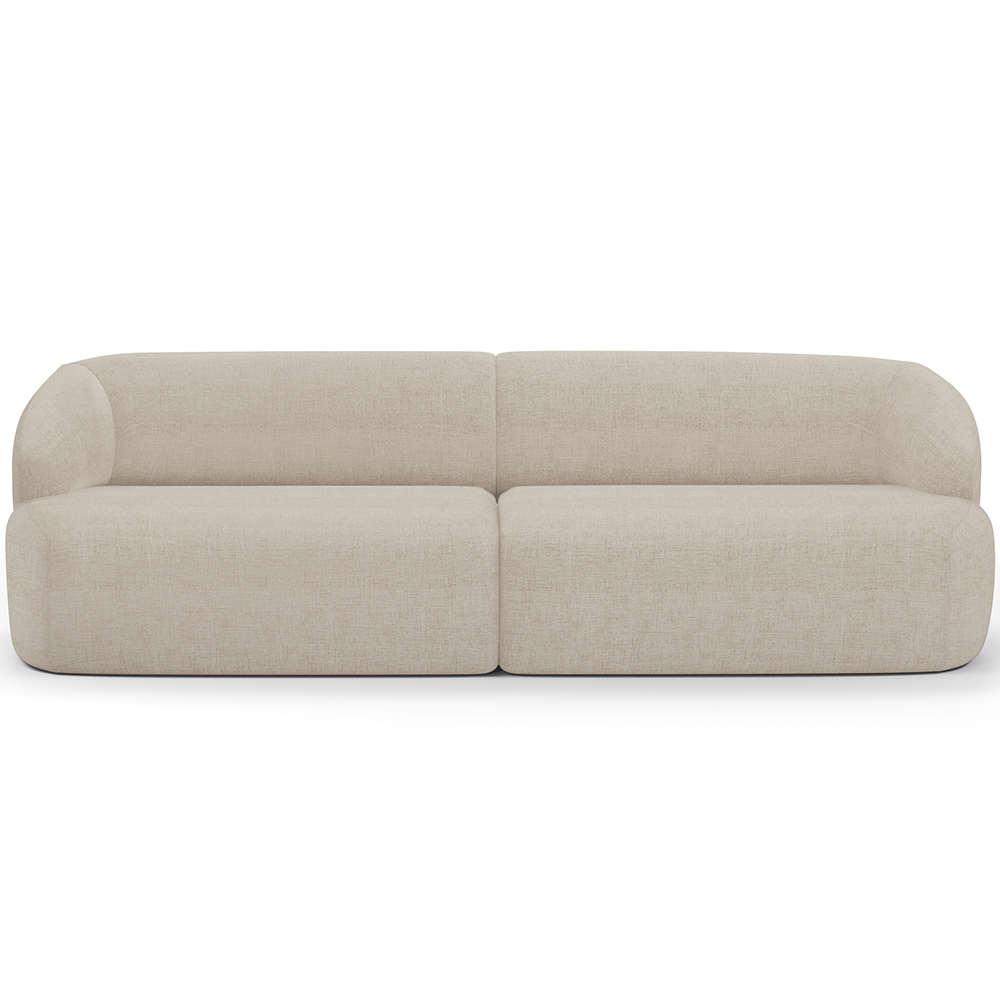 Sofá 4 Lugares Curvo Orgânico com 02 Poltronas Para Sala Living 280cm Barolo L06 Linho Bege Escuro - Lyam Decor