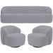 Sofá 4 Lugares Curvo Orgânico com 02 Poltronas Para Sala Living 280cm Barolo L06 Veludo Cinza - Lyam Decor