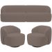 Sofá 4 Lugares Curvo Orgânico com 02 Poltronas Para Sala Living 280cm Barolo L06 Veludo Marrom - Lyam Decor