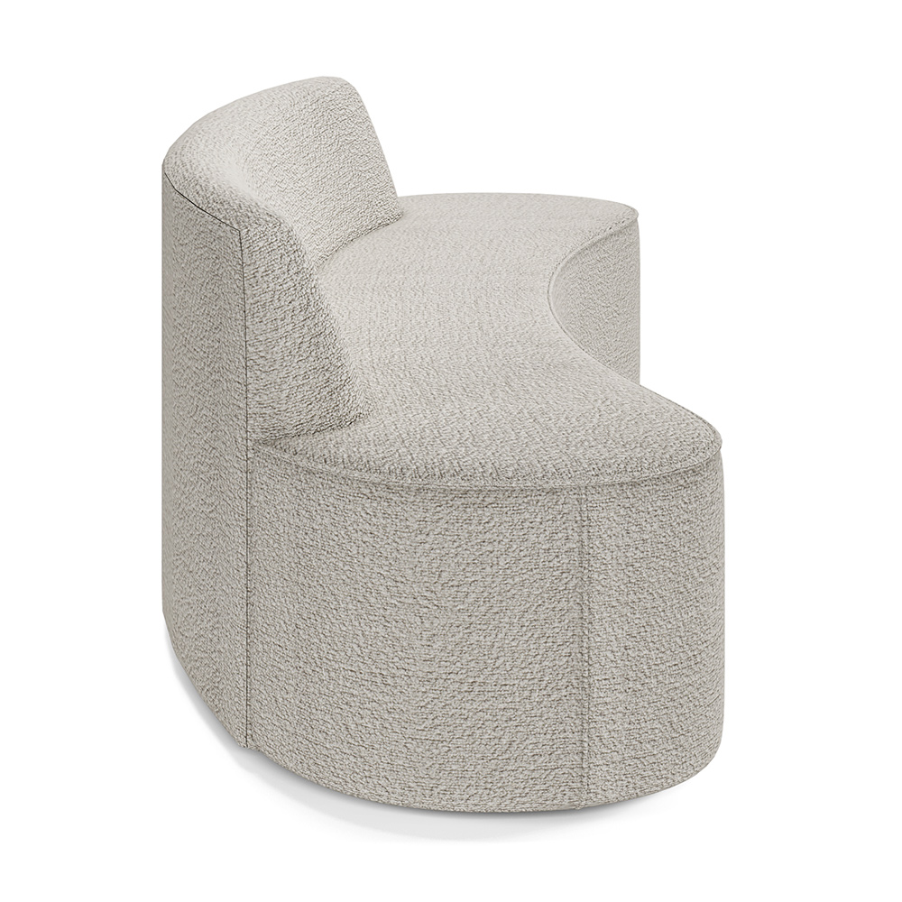 Sofá 4 Lugares Curvo Sala de Estar Living Cancún D02 Bouclê Creme 230 cm B-54 - Lyam Decor