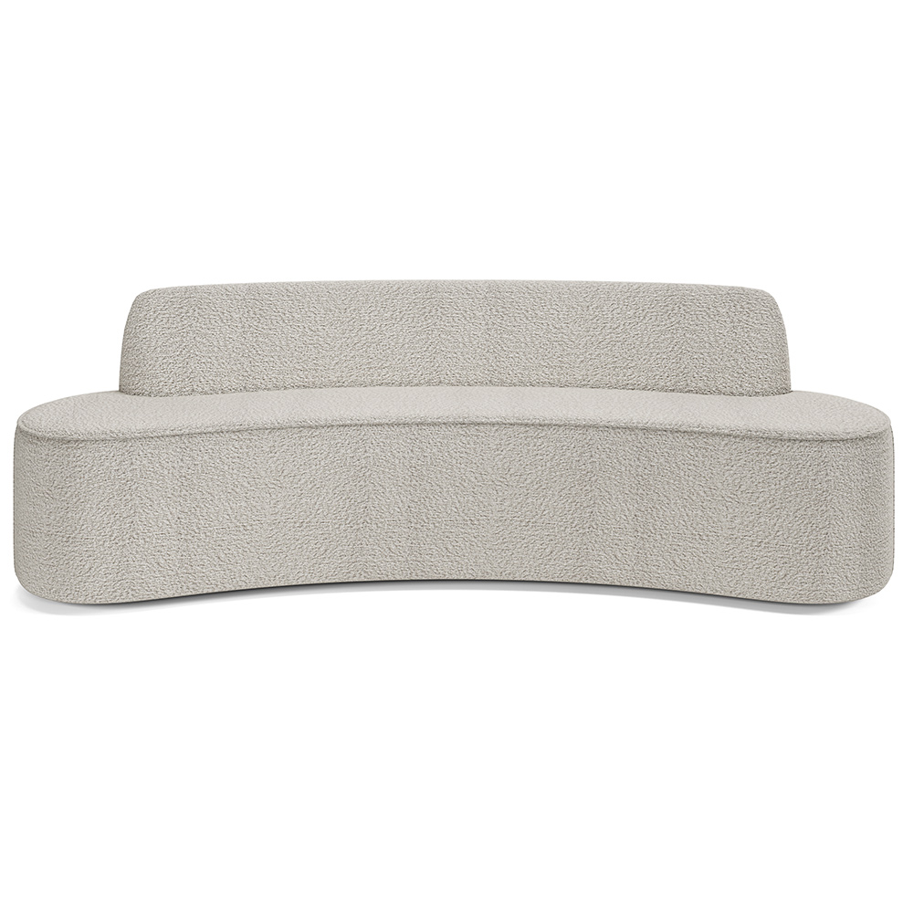 Sofá 4 Lugares Curvo Sala de Estar Living Cancún D02 Bouclê Creme 230 cm B-54 - Lyam Decor