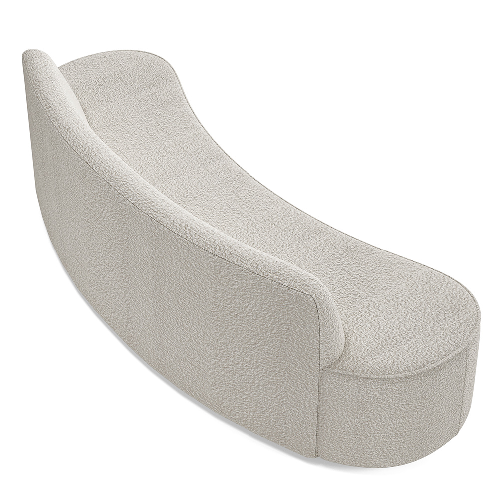 Sofá 4 Lugares Curvo Sala de Estar Living Cancún D02 Bouclê Creme 230 cm B-54 - Lyam Decor