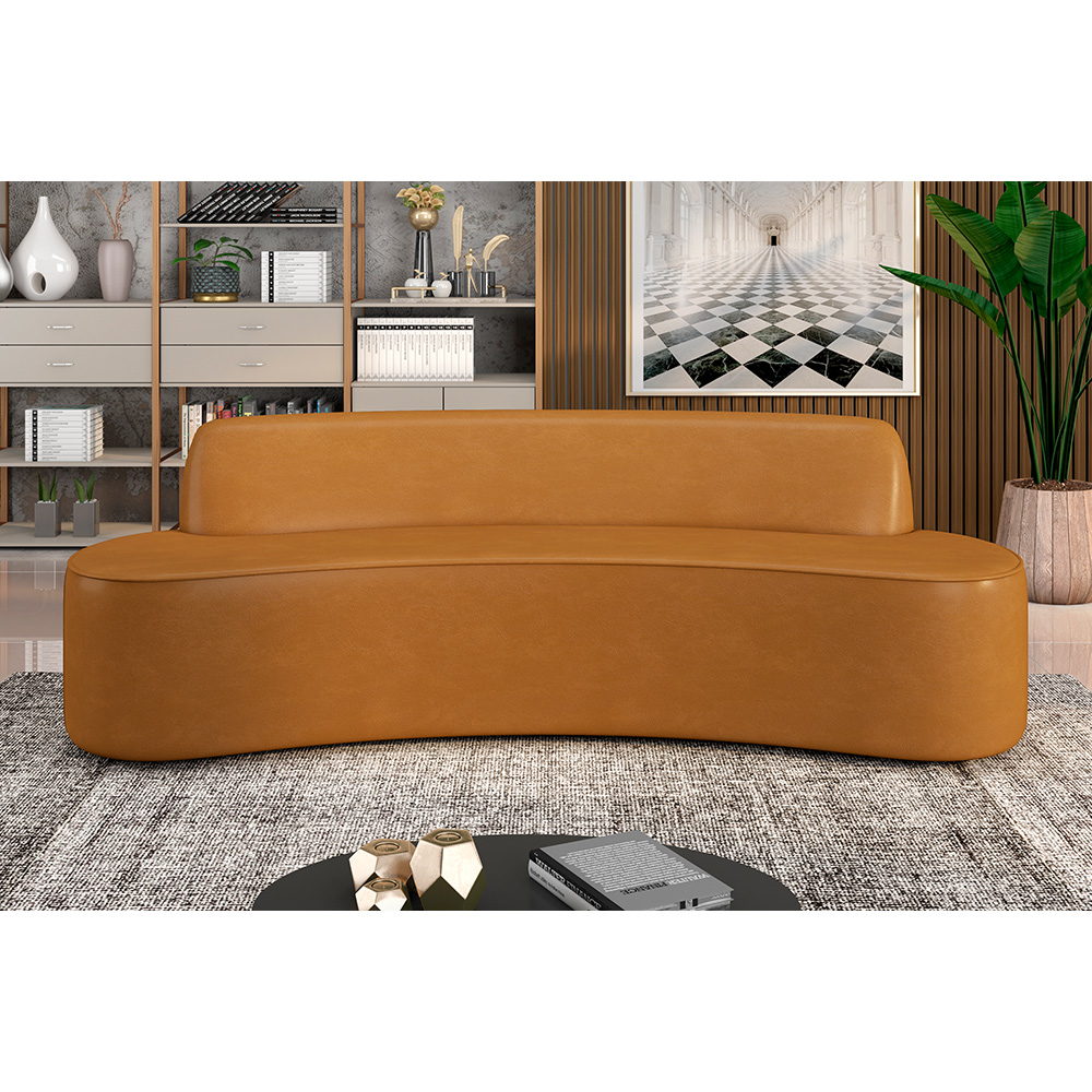 Sofá 4 Lugares Curvo Sala de Estar Living Cancún D02 Couríssimo Whisky 260 cm B-90 - Lyam Decor