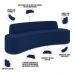 Sofá 4 Lugares Curvo Sala de Estar Living Cancún D02 Veludo Azul Marinho 230 cm C-304 - Lyam Decor