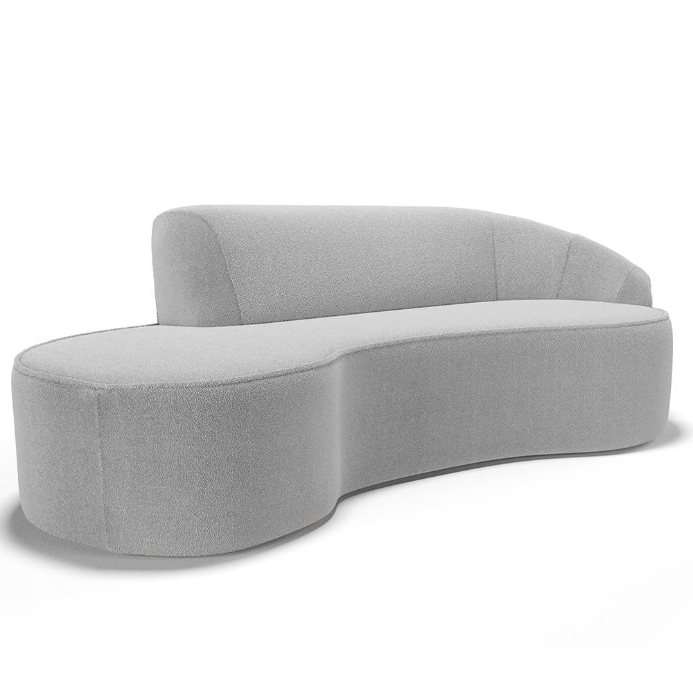 Sofá 4 Lugares Curvo Sala de Estar Living Firenze Direito D02 Bouclê Cinza 260 cm B-56 - Lyam