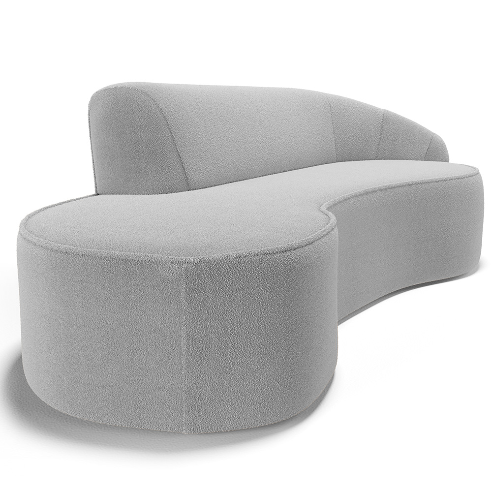 Sofá 4 Lugares Curvo Sala de Estar Living Firenze Direito D02 Bouclê Cinza 260 cm B-56 - Lyam