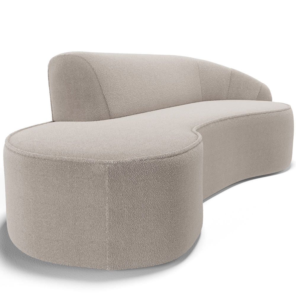 Sofá 4 Lugares Curvo Sala de Estar Living Firenze Direito D02 Bouclê Creme 260 cm B-54 - Lyam