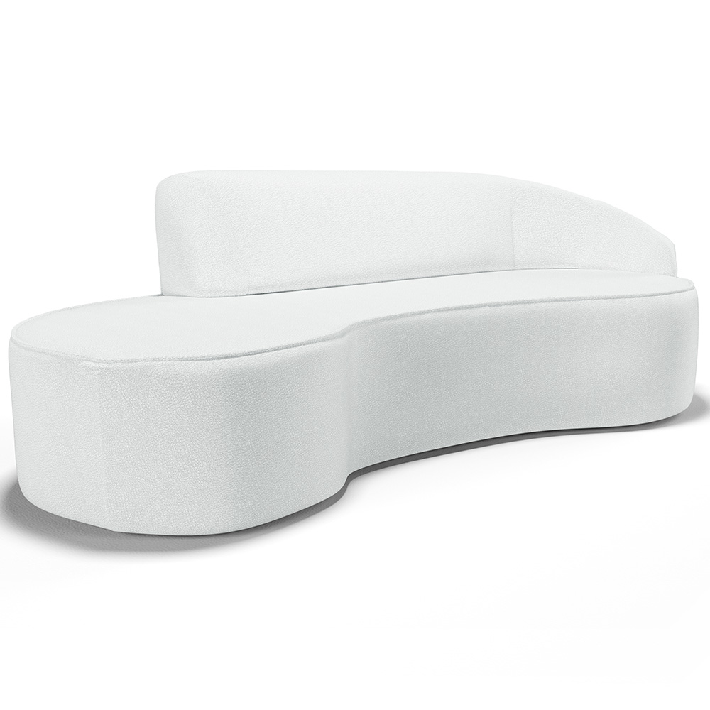 Sofá 4 Lugares Curvo Sala de Estar Living Firenze Direito D02 Corano Branco 260 cm C-12 - Lyam