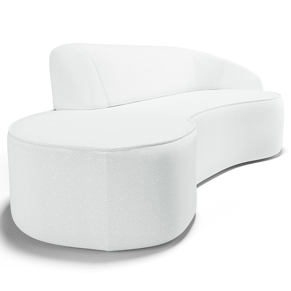 Sofá 4 Lugares Curvo Sala de Estar Living Firenze Direito D02 Corano Branco 280 cm C-12 - Lyam