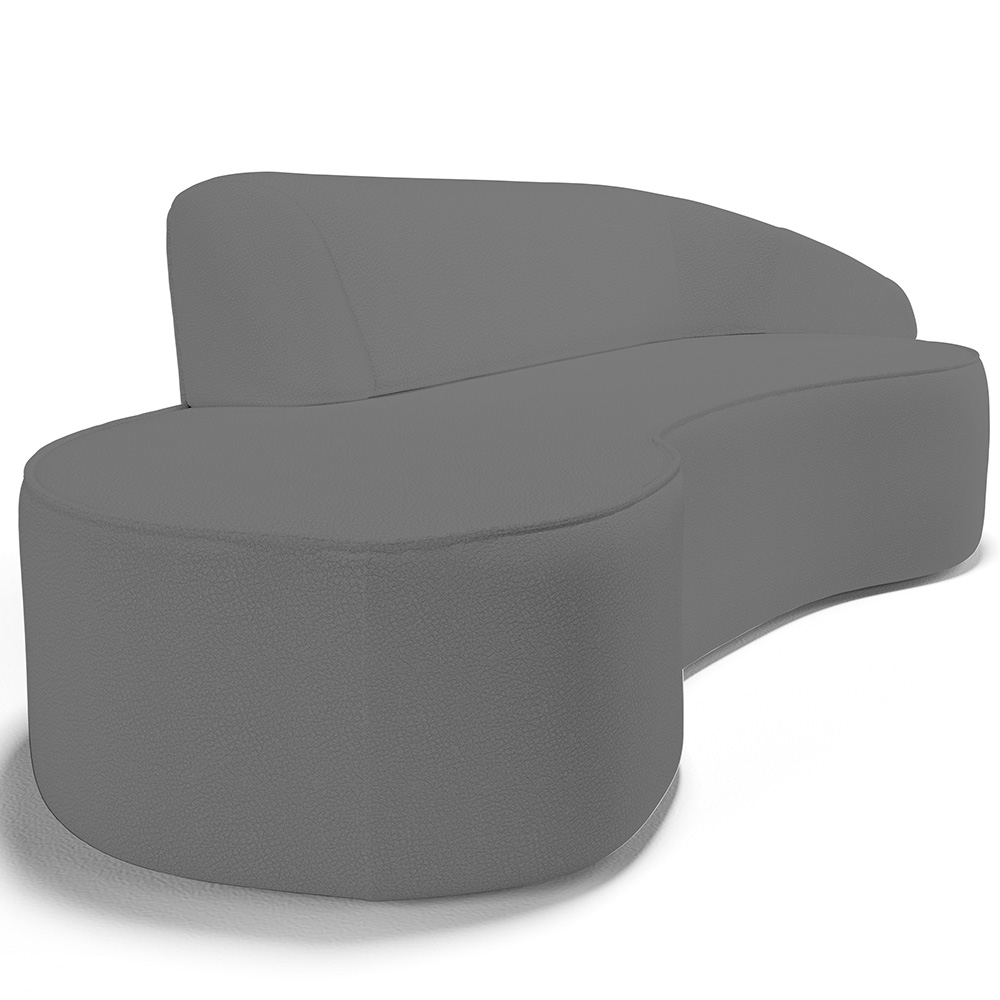 Sofá 4 Lugares Curvo Sala de Estar Living Firenze Direito D02 Corano Cinza 260 cm C-03 - Lyam