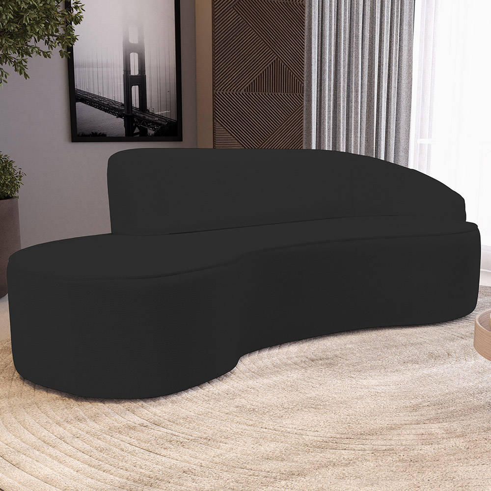 Sofá 4 Lugares Curvo Sala de Estar Living Firenze Direito D02 Corano Preto 260 cm C-05 - Lyam