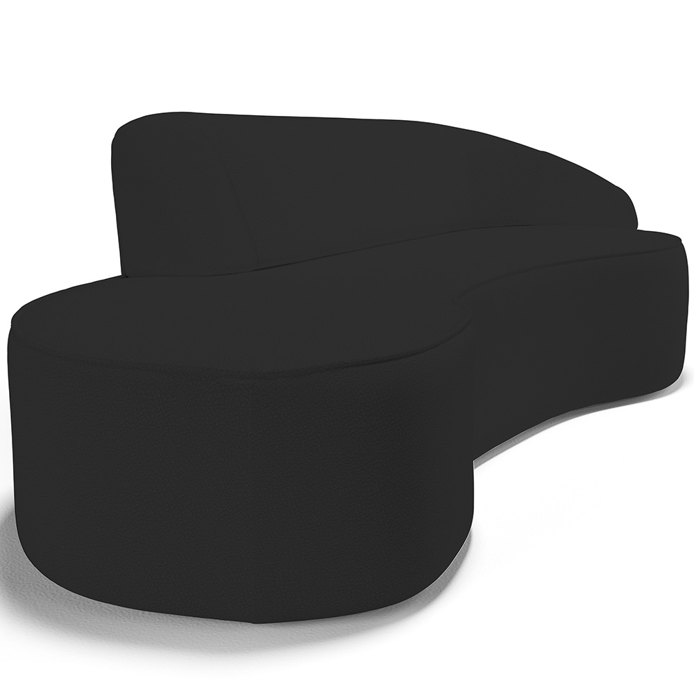 Sofá 4 Lugares Curvo Sala de Estar Living Firenze Direito D02 Corano Preto 260 cm C-05 - Lyam